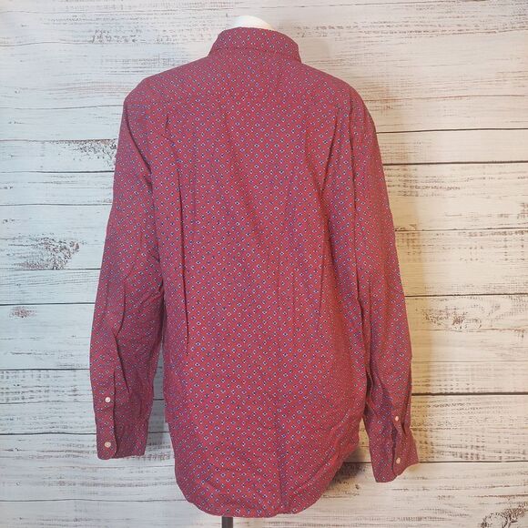 American Eagle Outfitters Red Patterned Casual Button Down Shirt - Picture 5 of 14